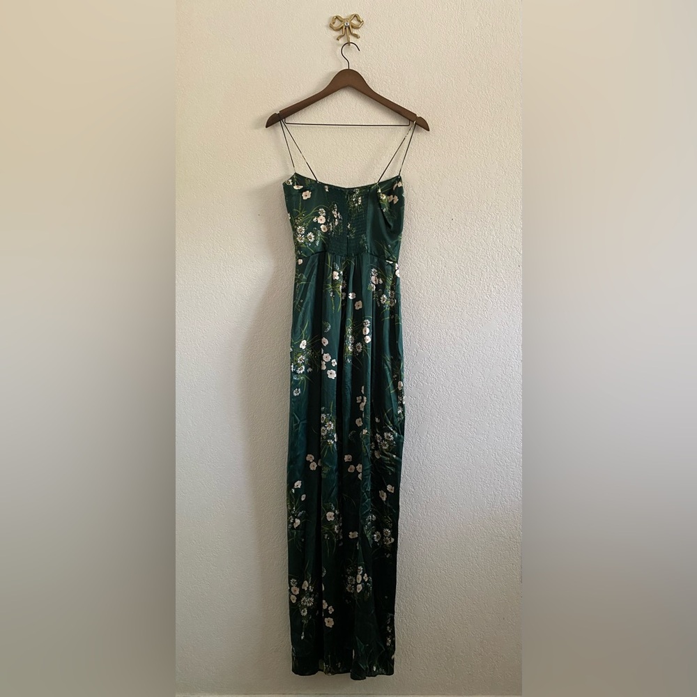 Reformation Frankie Silk Maxi Dress Size 2 Green Floral Sleeveless - Picture 2 of 12